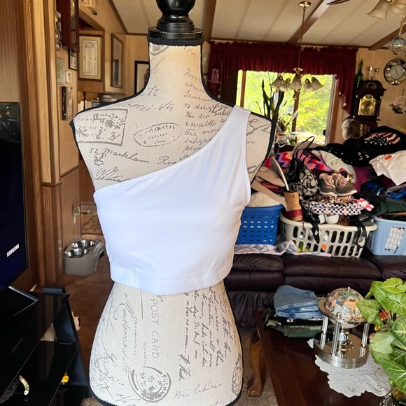 NWT Victoria Secret Pink Sport ultimate lightly lined one shoulder white bra. - Picture 12 of 15